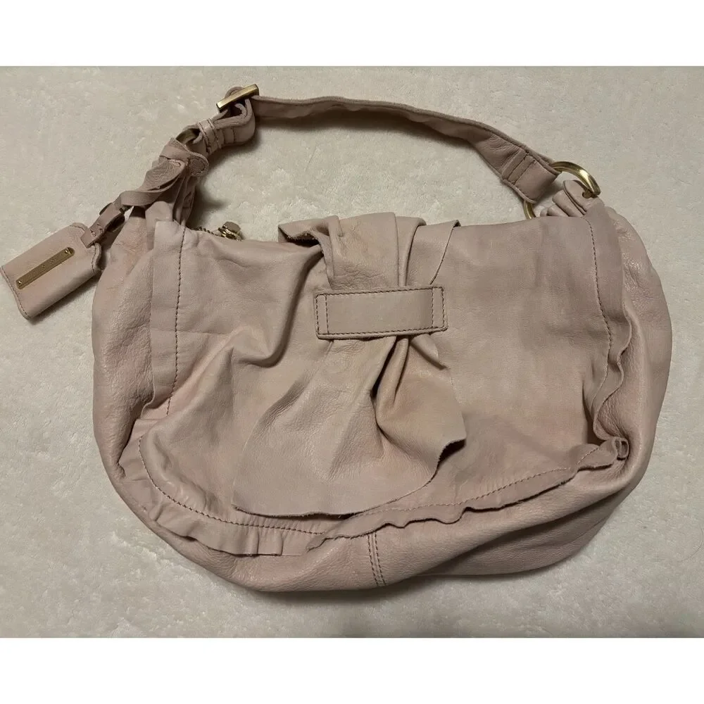 Antonio Melani Light Pink Leather Hobo Shoulder Bag Y2K New